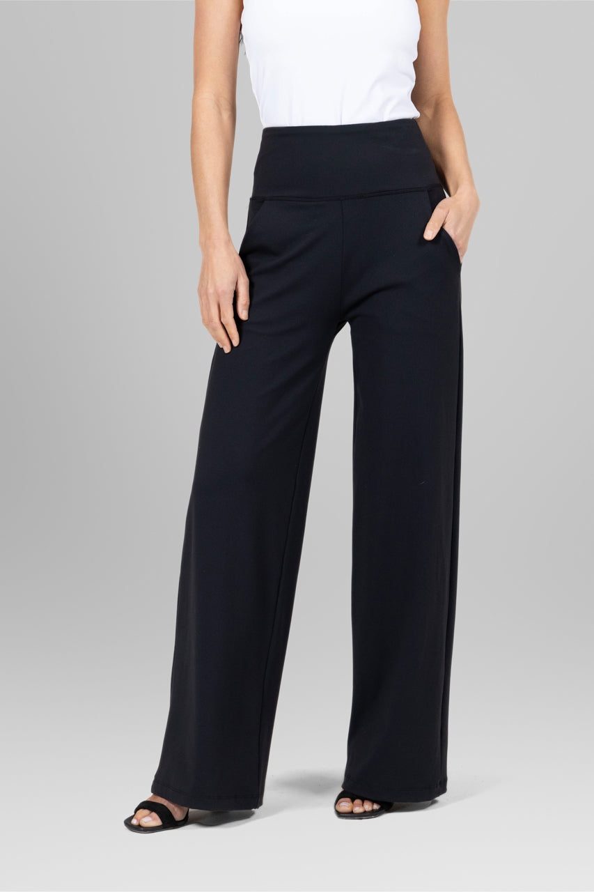 KiraGrace HIGH WAIST WIDE LEG PANT: BLACK