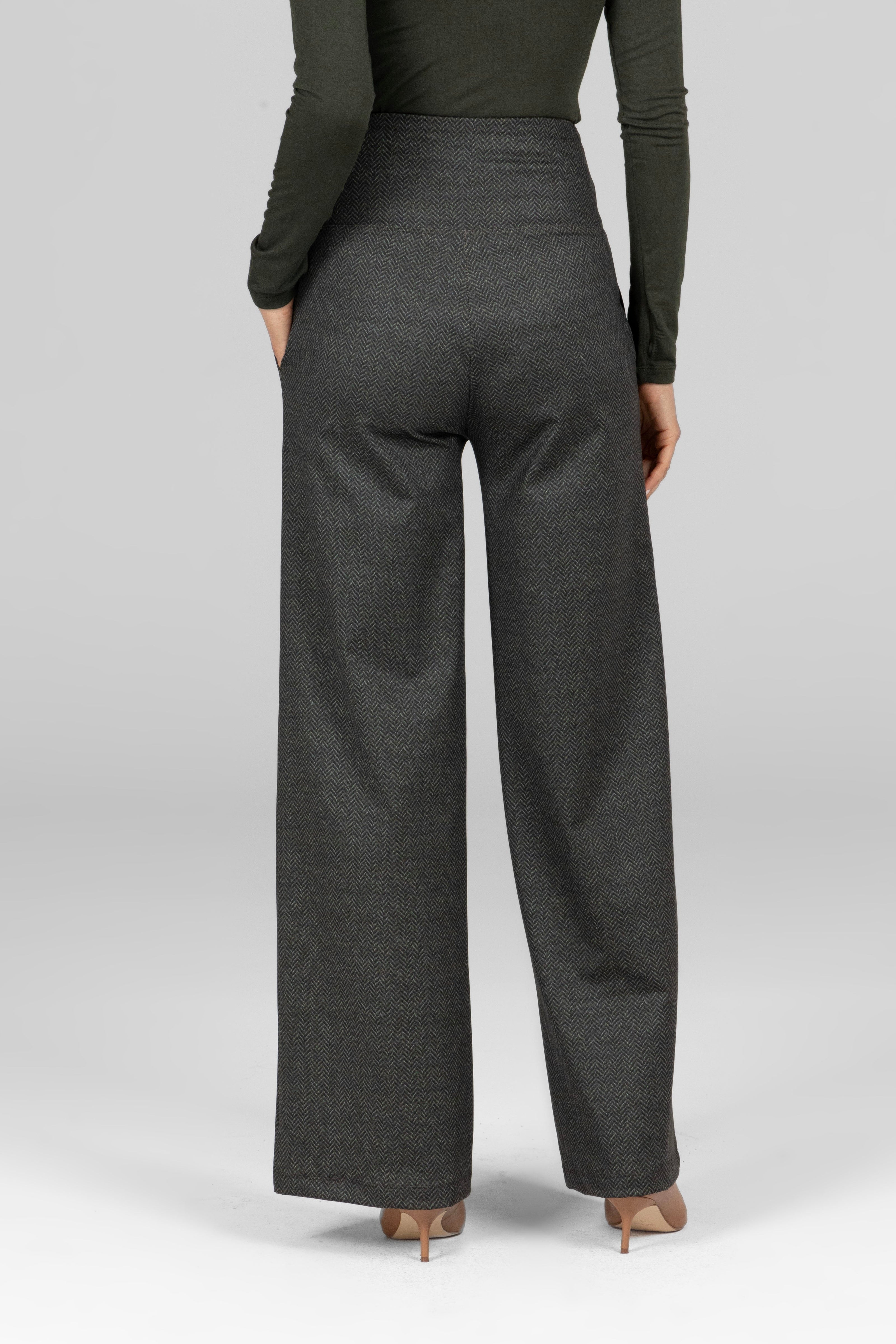 KiraGrace HIGH WAIST WIDE LEG PANT: OLIVE TWEED