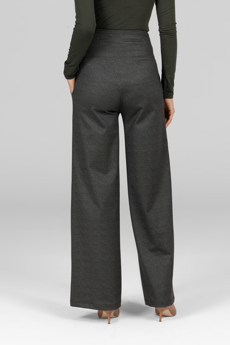 KiraGrace HIGH WAIST WIDE LEG PANT: OLIVE TWEED