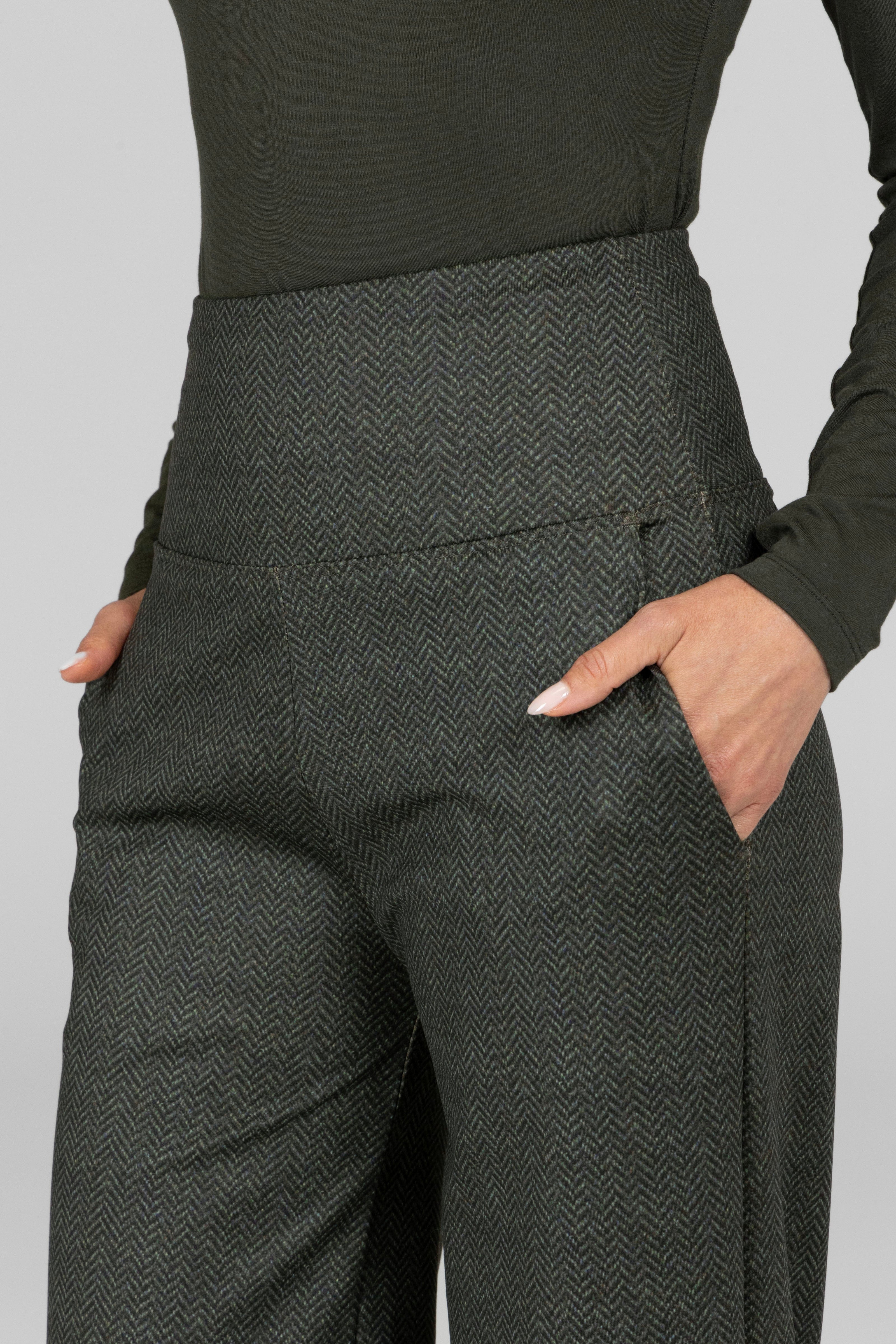 KiraGrace HIGH WAIST WIDE LEG PANT: OLIVE TWEED