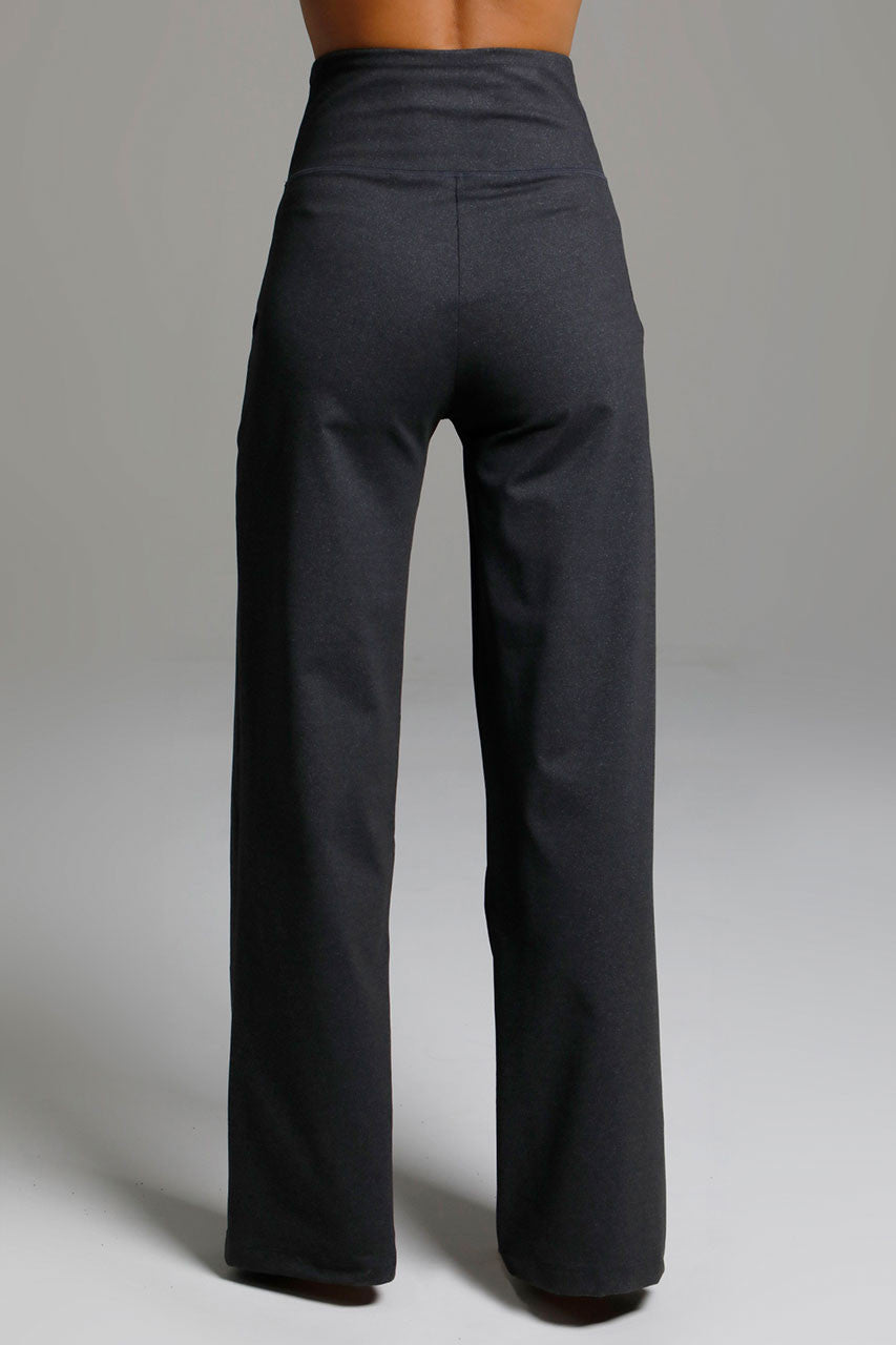 KiraGrace HIGH WAIST WIDE LEG PANT: CHARCOAL GREY