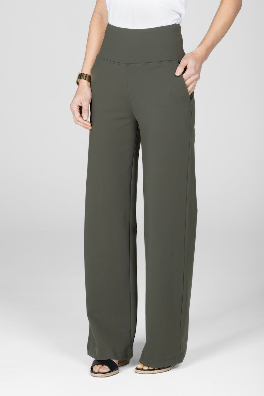 KiraGrace HIGH WAIST WIDE LEG PANT: FOREST NIGHT