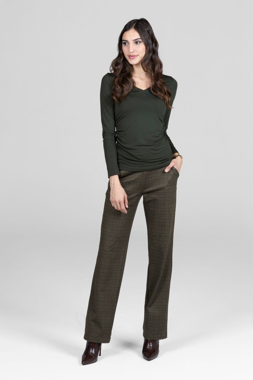 KiraGrace NINA STRAIGHT LEG PANT: LODEN TATTERSALL