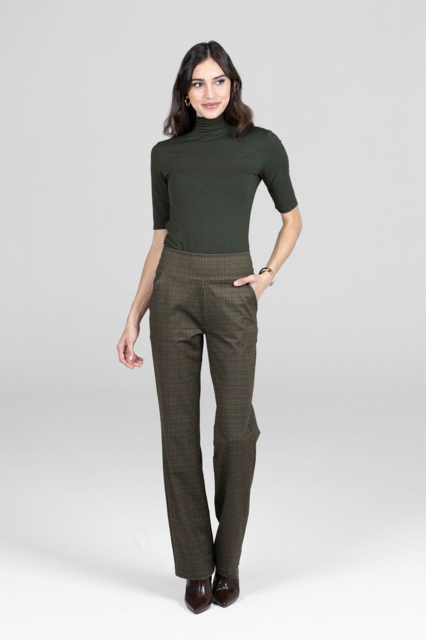 KiraGrace NINA STRAIGHT LEG PANT: LODEN TATTERSALL
