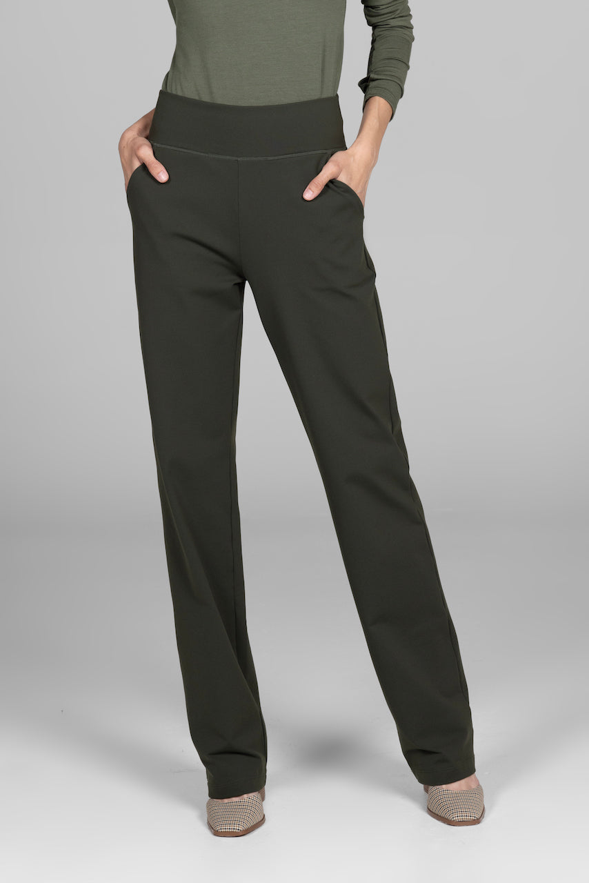 KiraGrace NINA STRAIGHT LEG PANT: LODEN GREEN