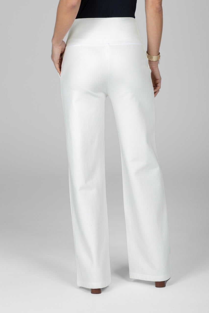 KiraGrace HIGH WAIST WIDE LEG PANT: IVORY PONTE