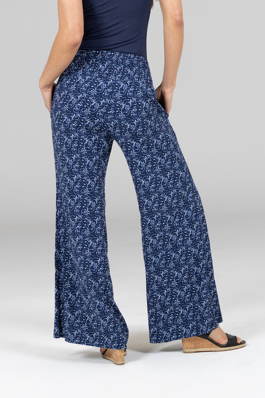 KiraGrace PORTOFINO TRAVEL PANT: BLUE VINES