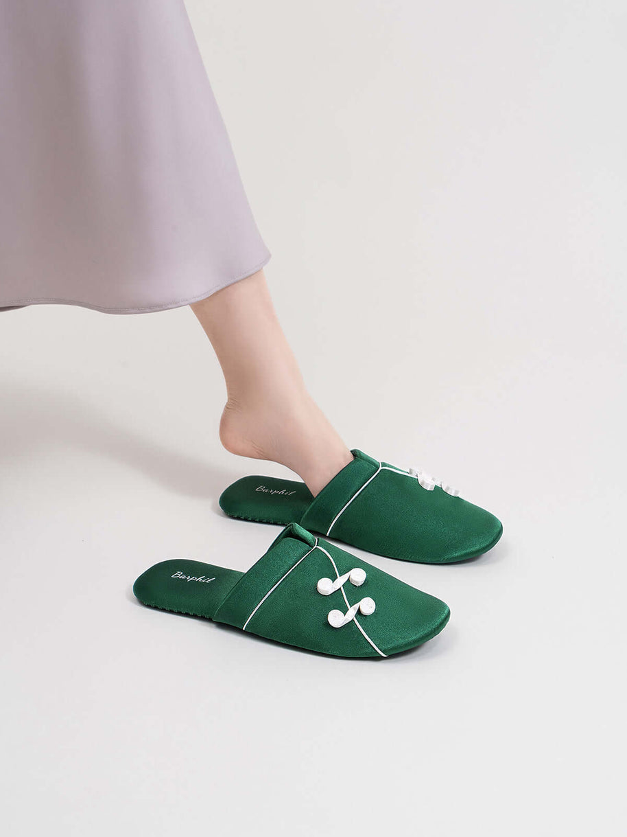 Ulivary Qipao Collar Buckle Asian Style Slippers
