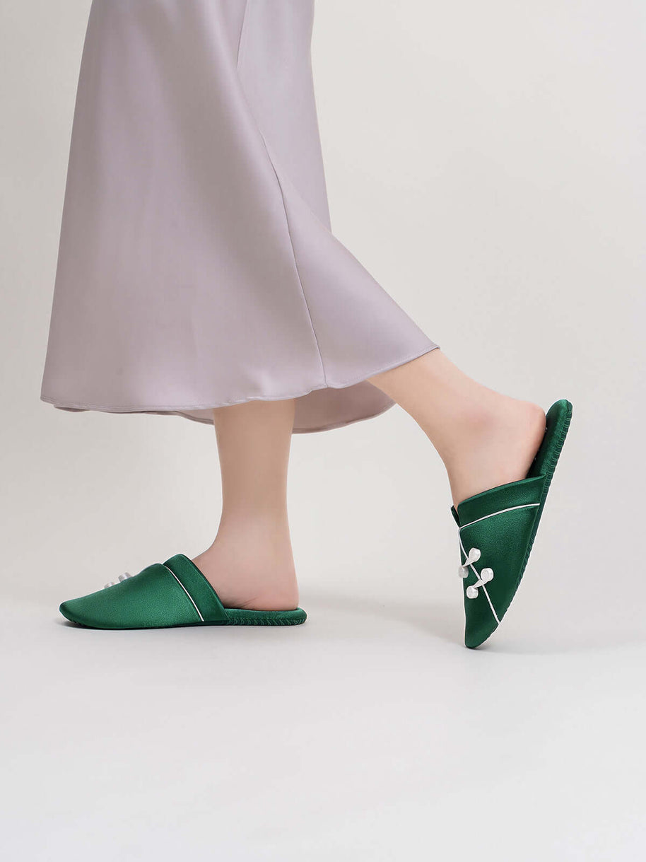 Ulivary Qipao Collar Buckle Asian Style Slippers