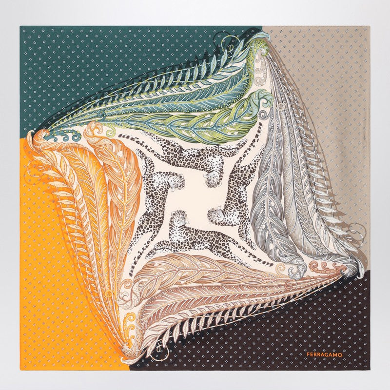 Ferragamo Silk Scarf Madras Print