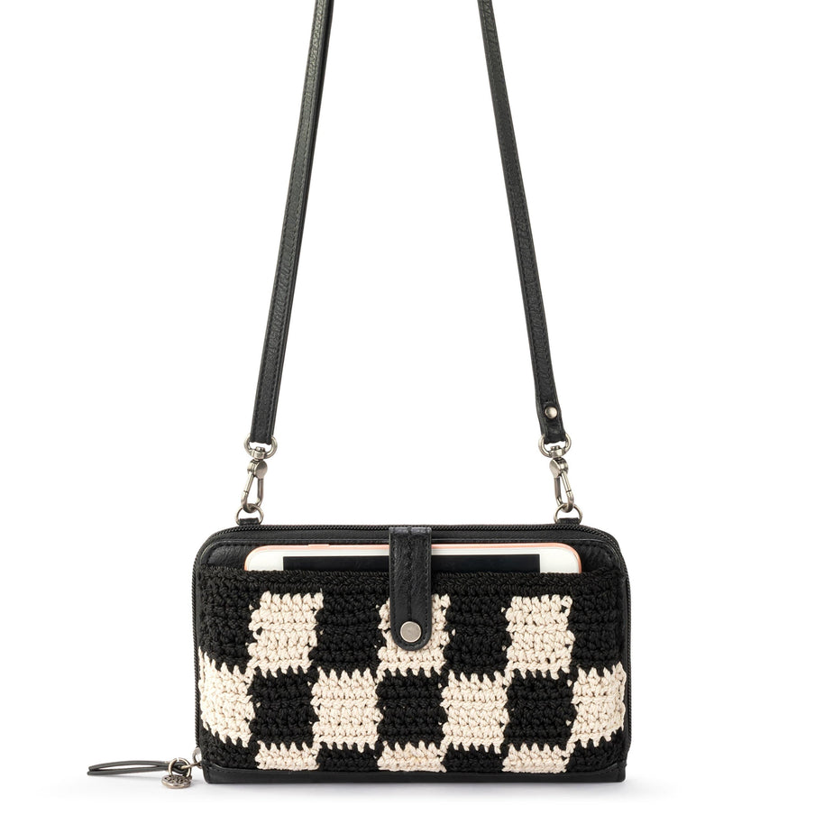 The Sak Iris Smartphone Wallet - Hand Crochet - Black Check