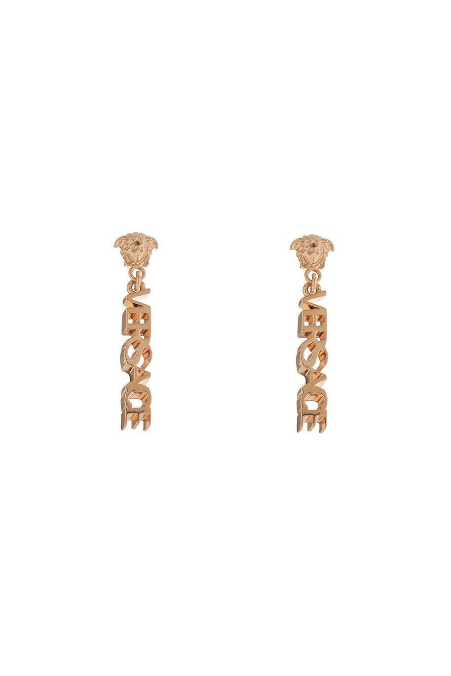 Versace Gold Metal Medusa Earrings With Three-dimensional Effect