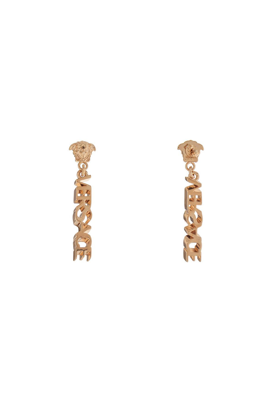 Versace Gold Metal Medusa Earrings With Three-dimensional Effect