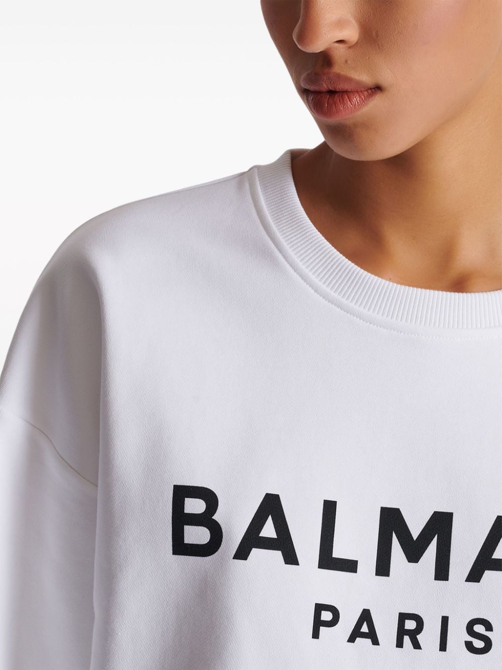 Balmain Logo Print Cropped Sweatshirt