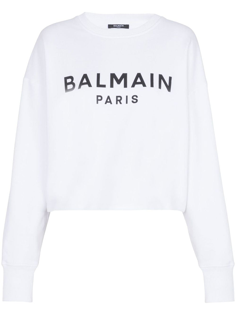 Balmain Logo Print Cropped Sweatshirt