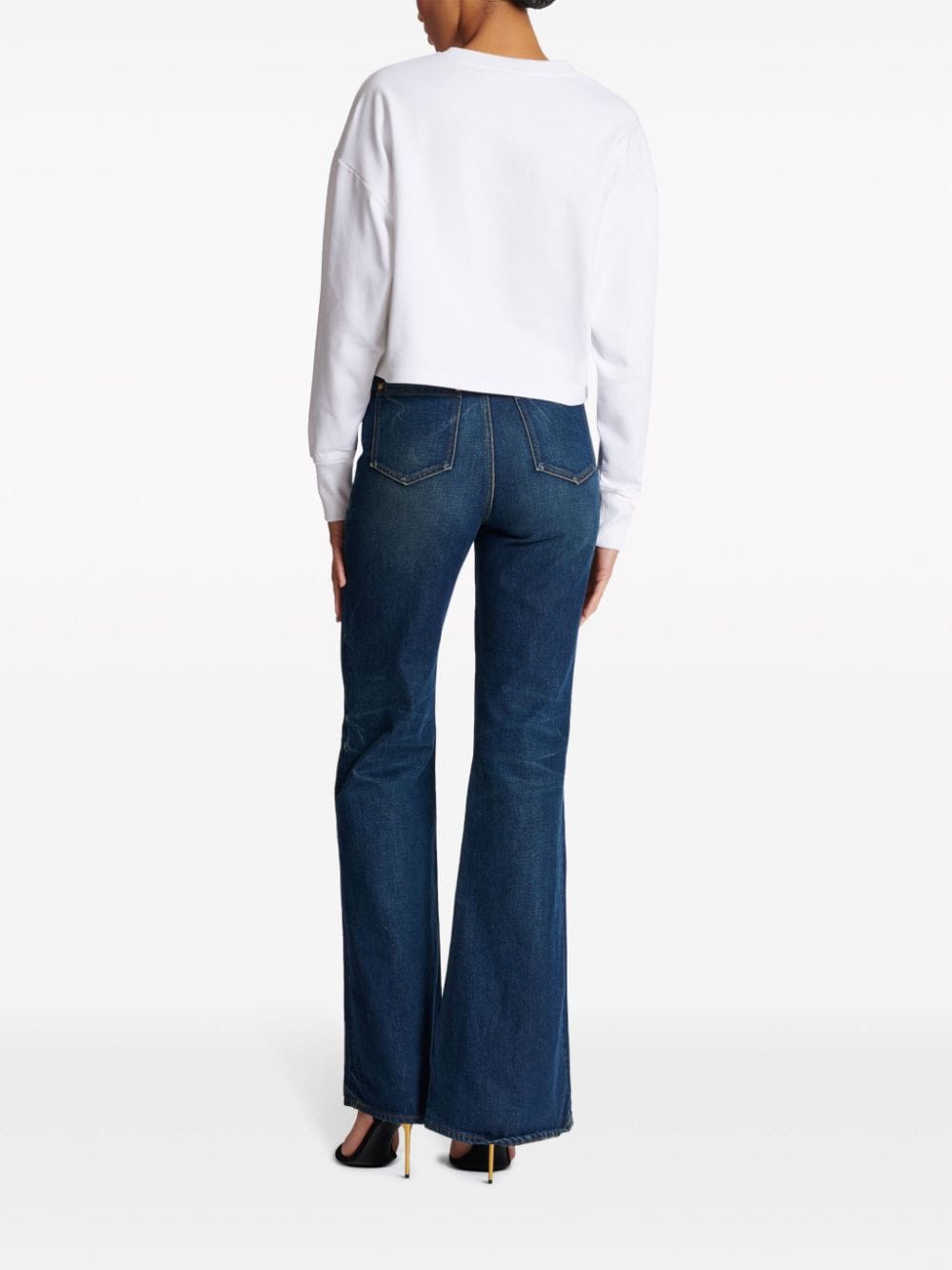 Balmain Logo Print Cropped Sweatshirt