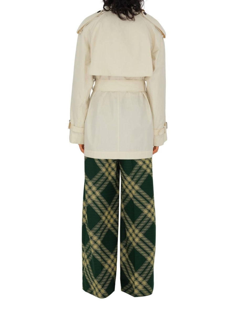 Burberry Double Breasted Belted Trench Coat In White