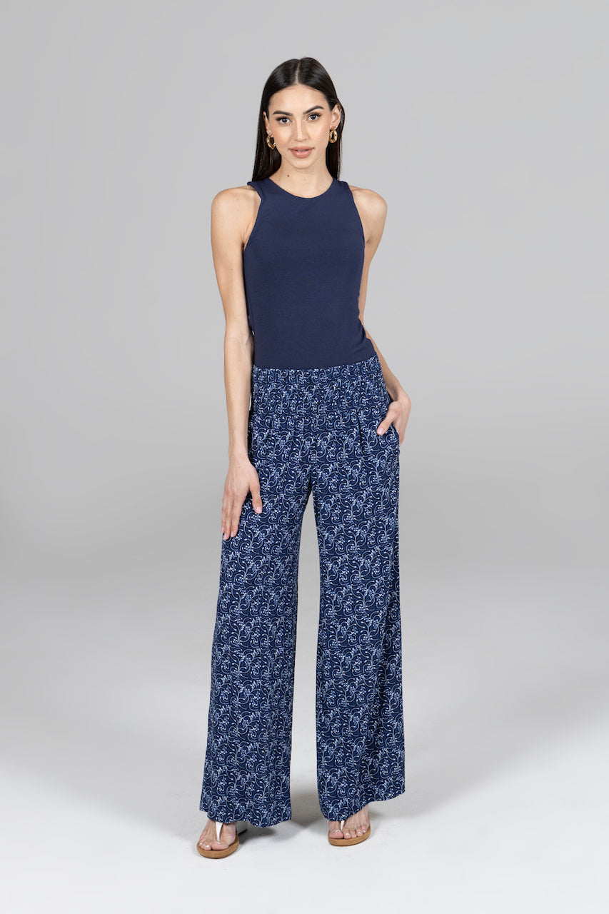 KiraGrace PORTOFINO TRAVEL PANT: BLUE VINES