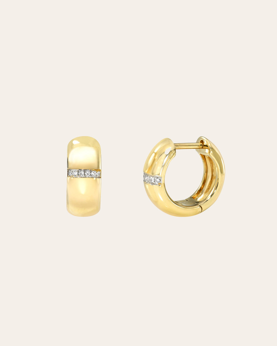 Zoe Lev 14k Gold Thick Diamond Row Huggies
