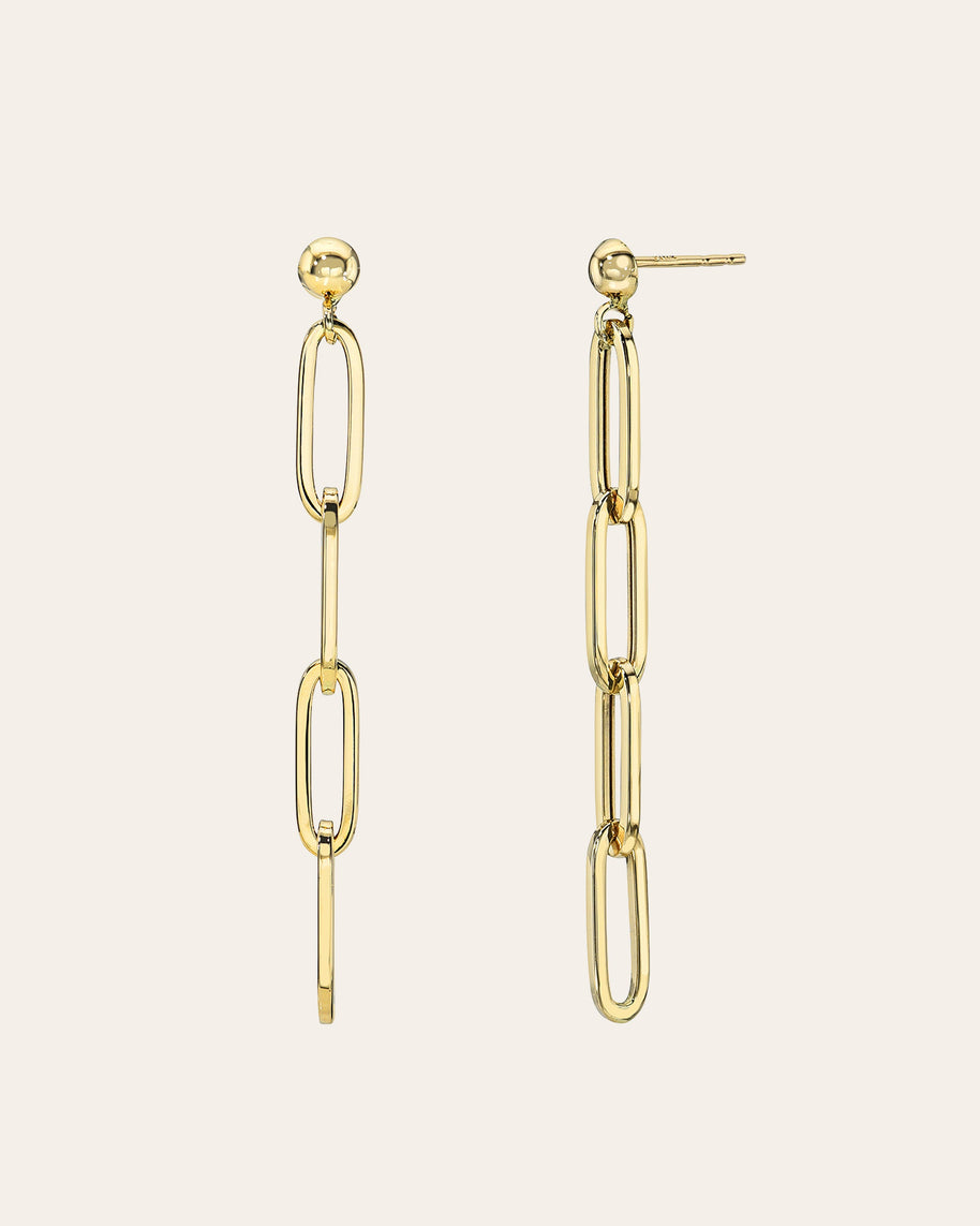 Zoe Lev 14K Gold Paper Clip Chain Stud Earrings