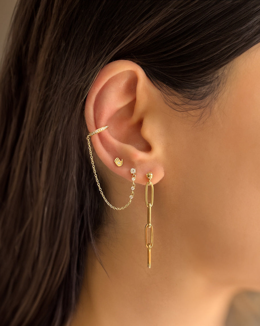 Zoe Lev 14K Gold Paper Clip Chain Stud Earrings
