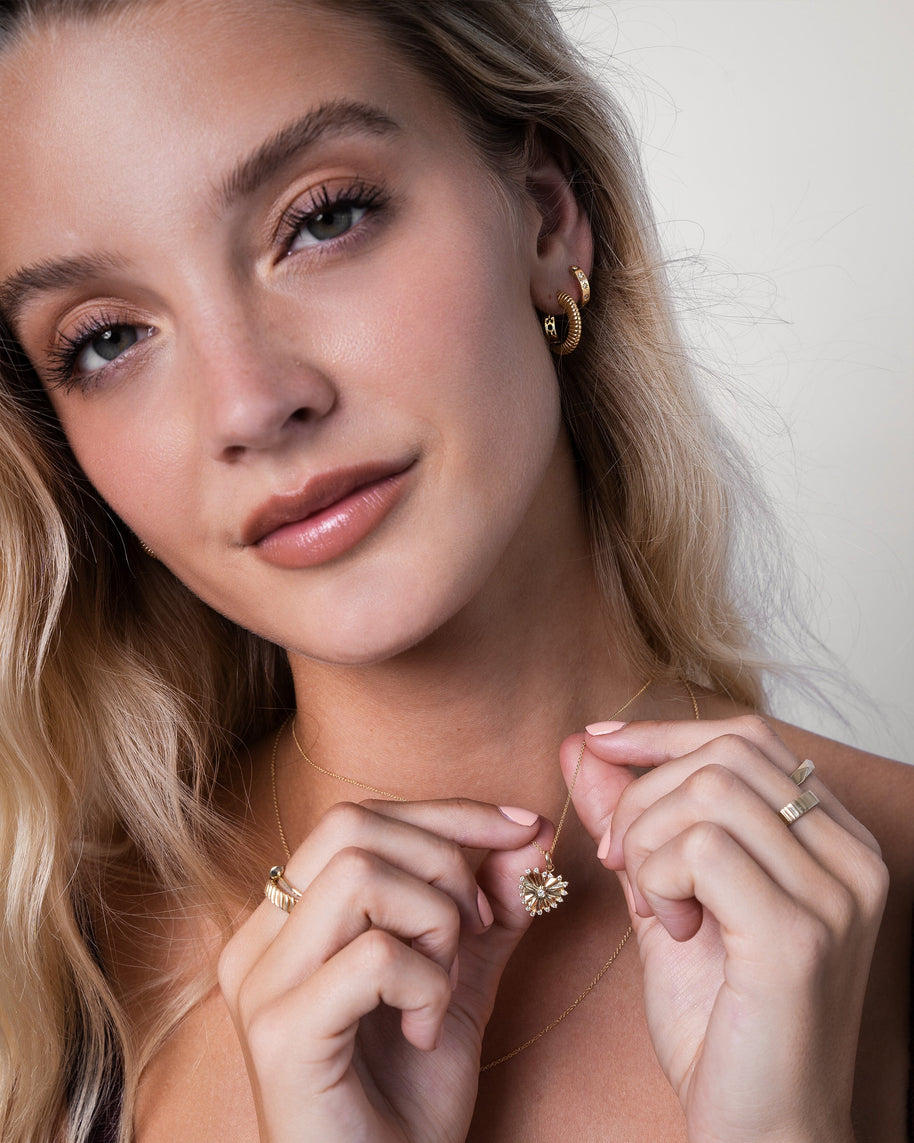 Zoe Lev Diamond Starburst Huggie Earrings