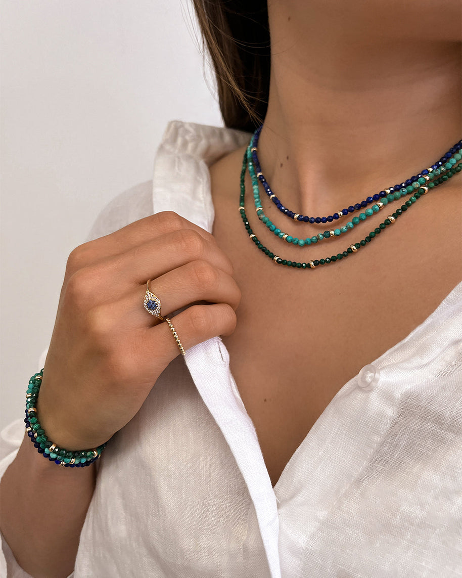 Zoe Lev 14K Gold Turquoise Segment Bead Bracelet