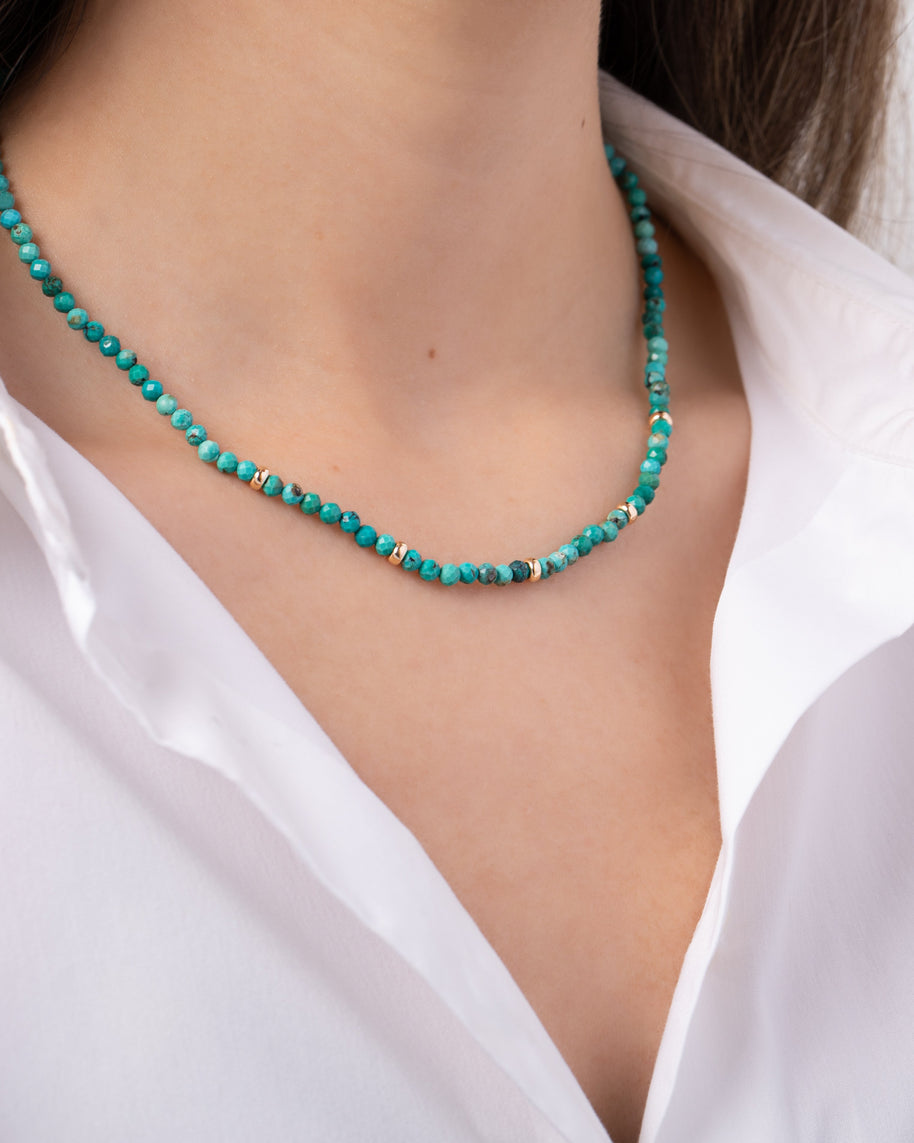 Zoe Lev 14K Gold Turquoise Segment Bead Necklace