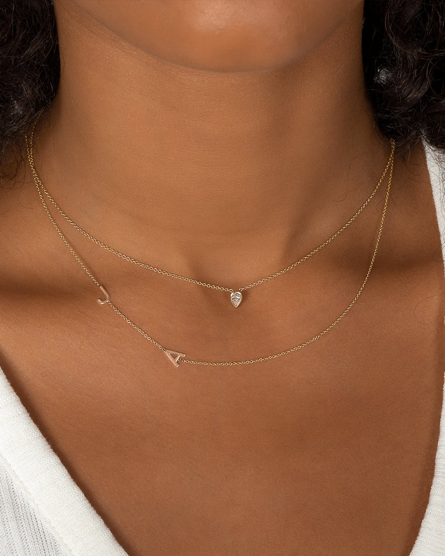 Zoe Lev Pear Diamond Bezel Necklace