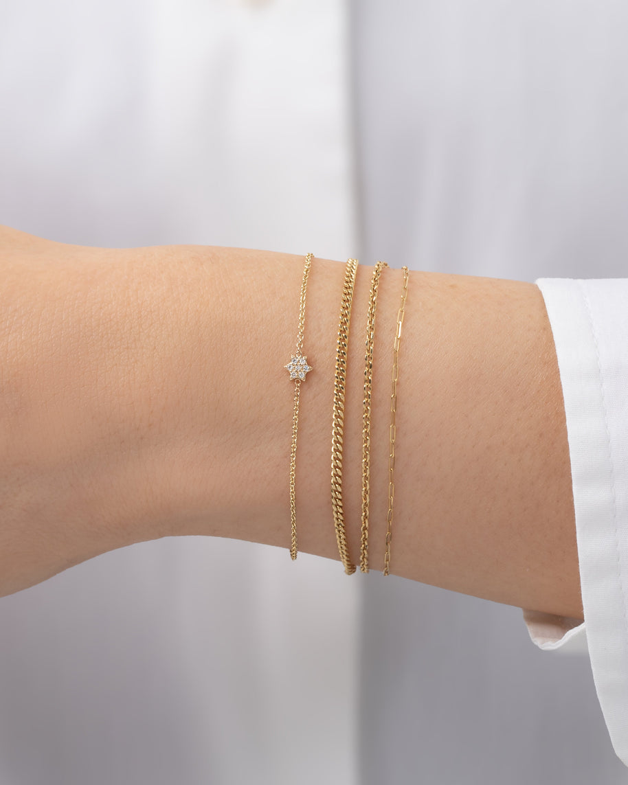 Zoe Lev 14k Gold Tiny Diamond Star Of David Bracelet