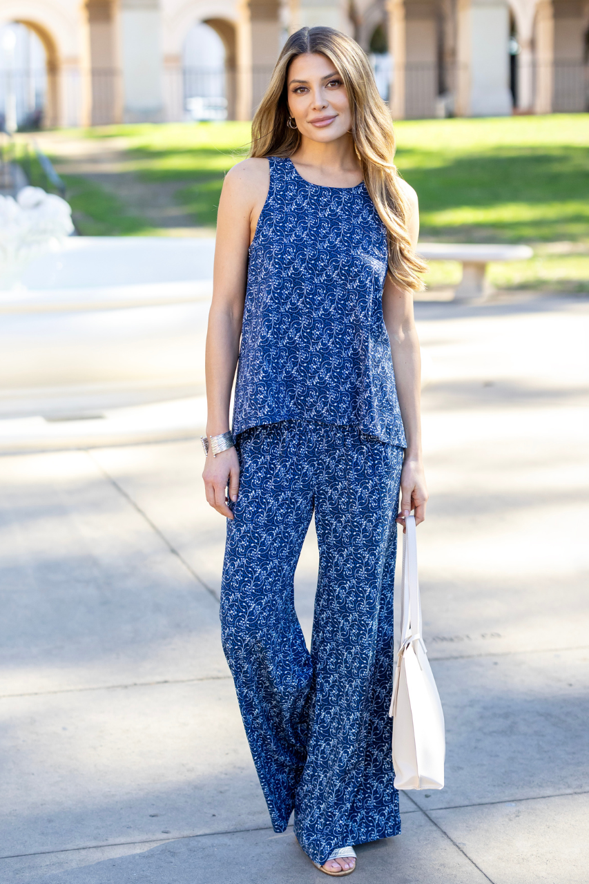 KiraGrace PORTOFINO TRAVEL PANT: BLUE VINES