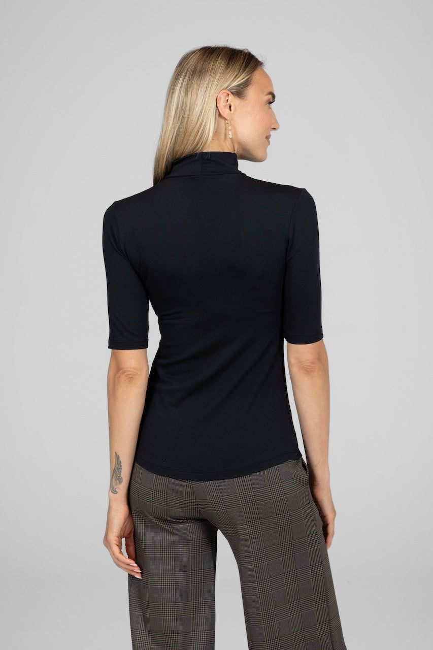 KiraGrace GRACE MOCKNECK TEE: BLACK