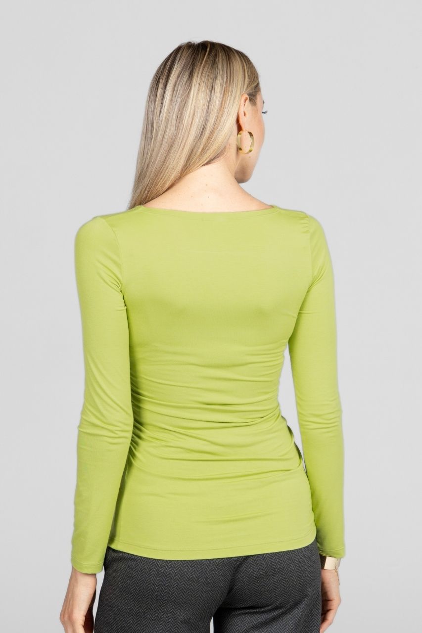 KiraGrace WIDE V-NECK TOP: CHARTREUSE
