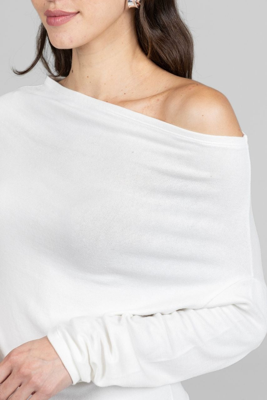 KiraGrace LILIAN DRAPED SWEATER: IVORY