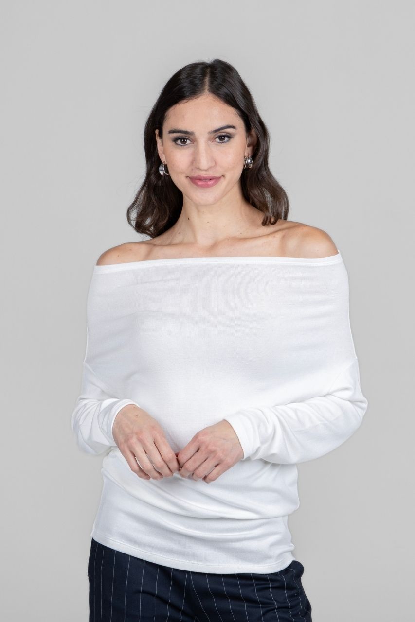 KiraGrace LILIAN DRAPED SWEATER: IVORY