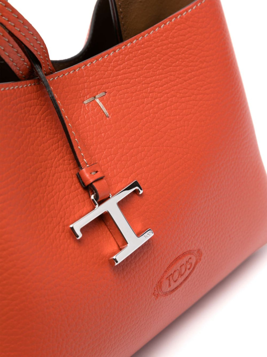Tod's T Timeless Micro Leather Tote Bag - Orange