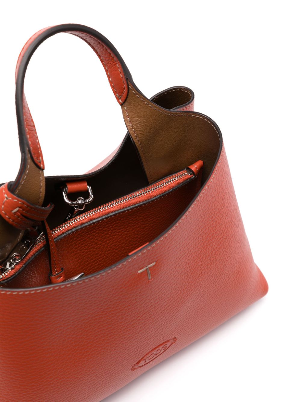 Tod's T Timeless Micro Leather Tote Bag - Orange