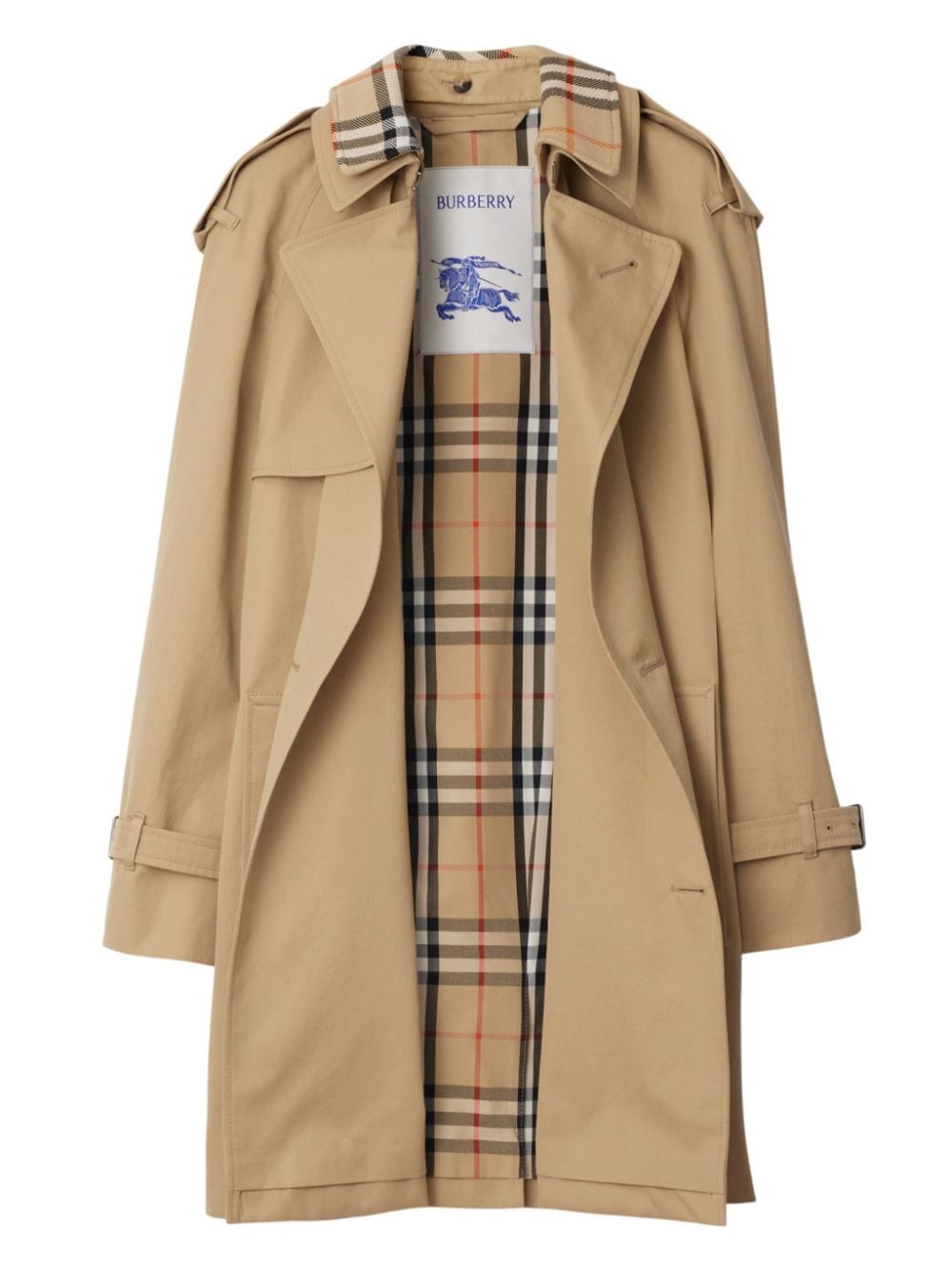 Burberry Double Breasted Belted Trench Coat in Beige