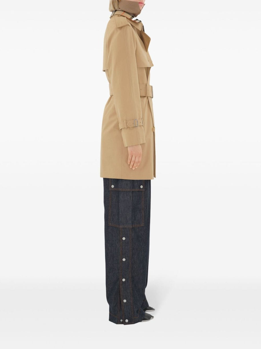 Burberry Double Breasted Belted Trench Coat in Beige