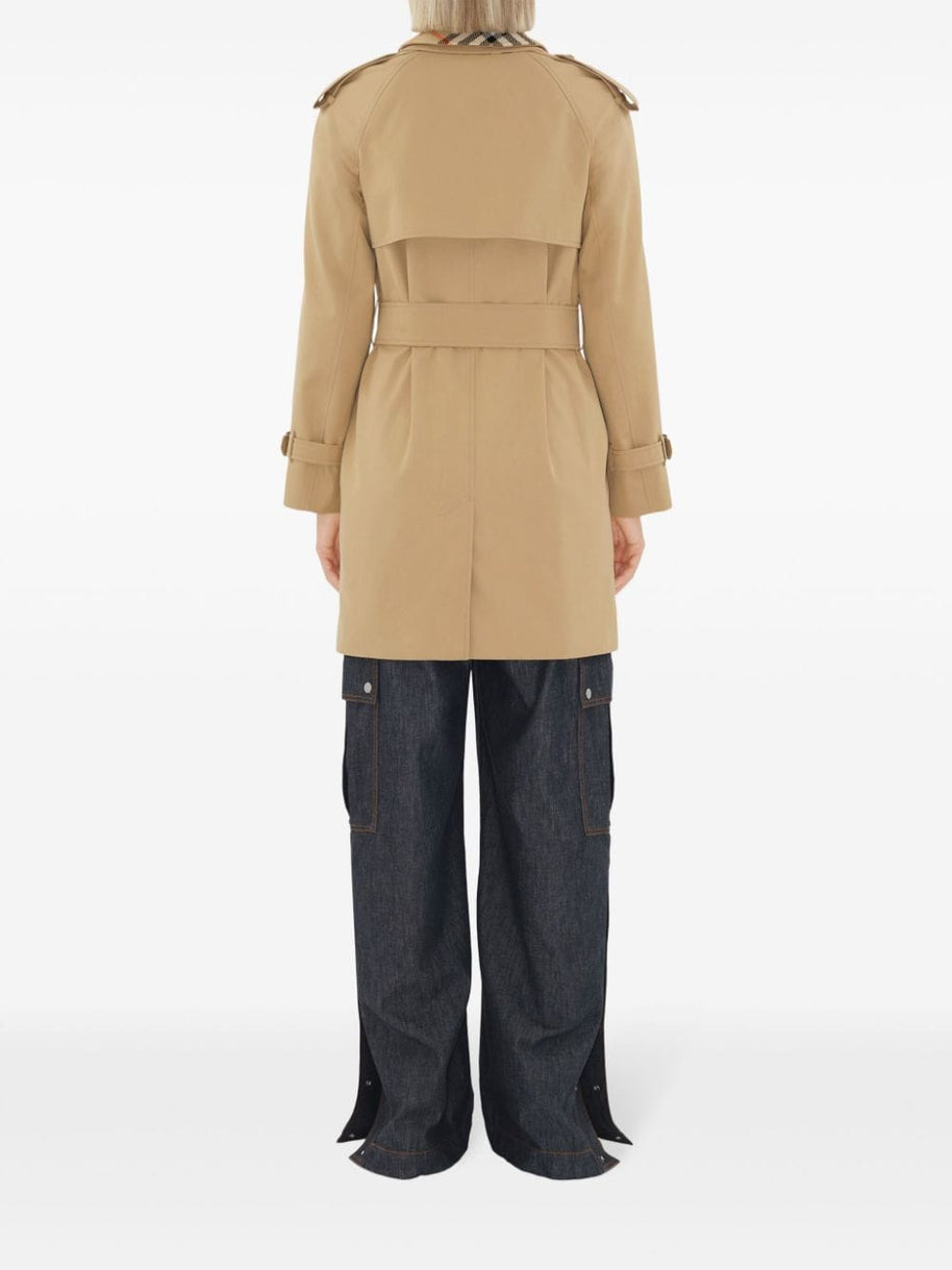 Burberry Double Breasted Belted Trench Coat in Beige