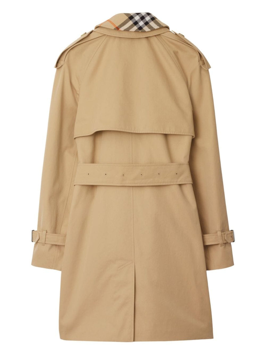 Burberry Double Breasted Belted Trench Coat in Beige