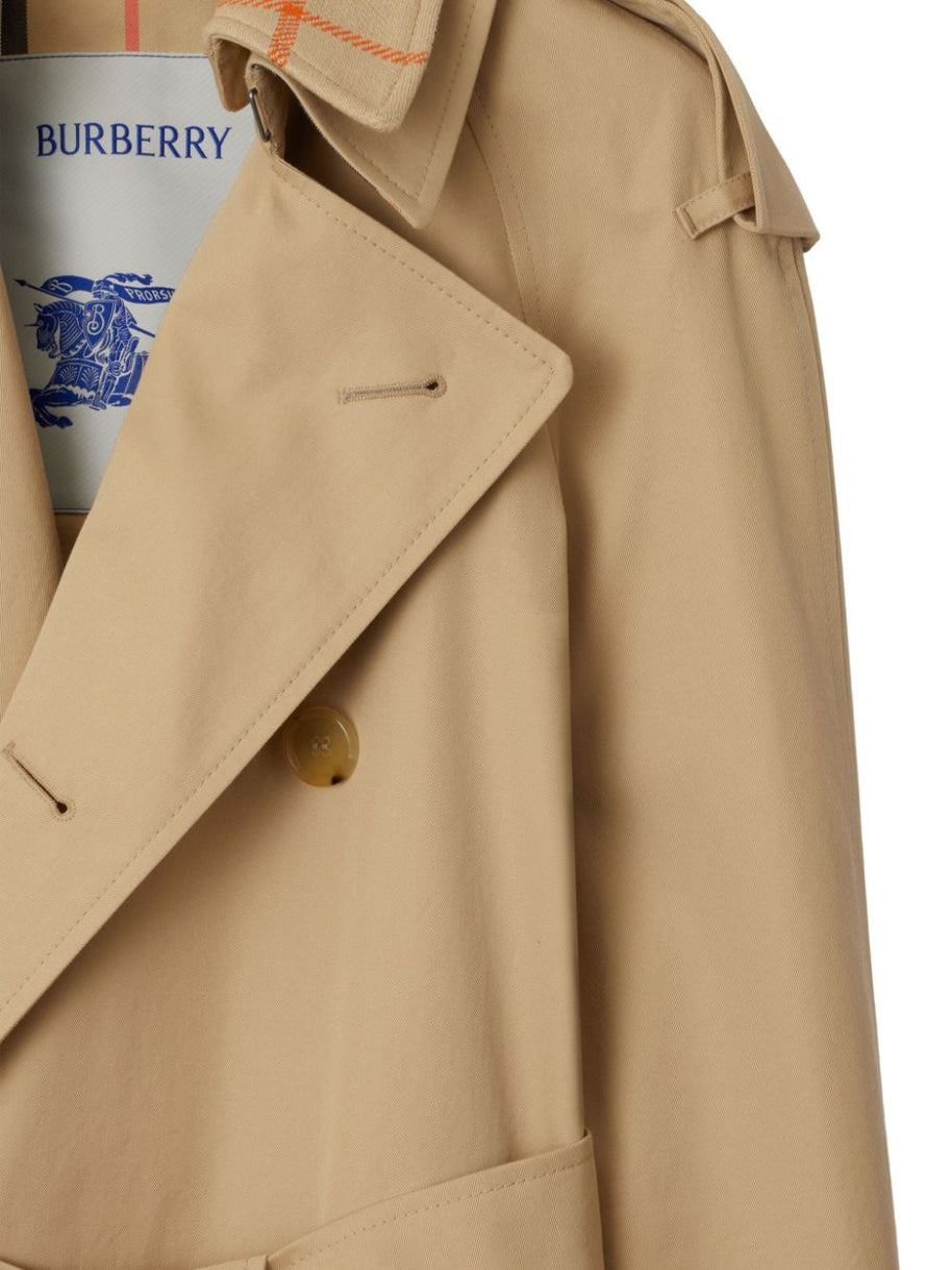 Burberry Double Breasted Belted Trench Coat in Beige