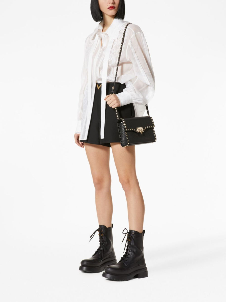Valentino Garavani Rockstud Small Leather Shoulder Bag - Black