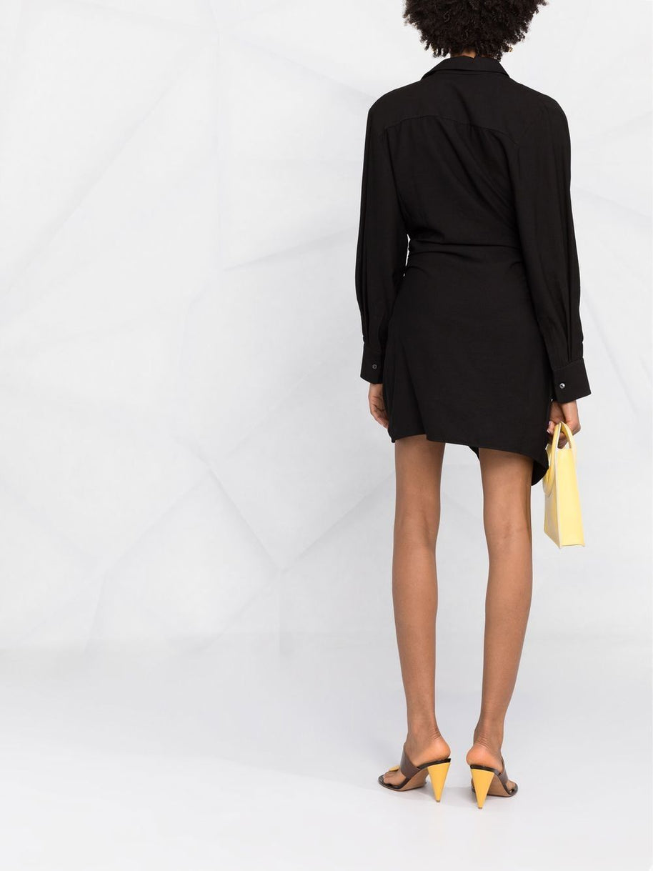 JACQUEMUS Bahia Draped Mini Dress In Black