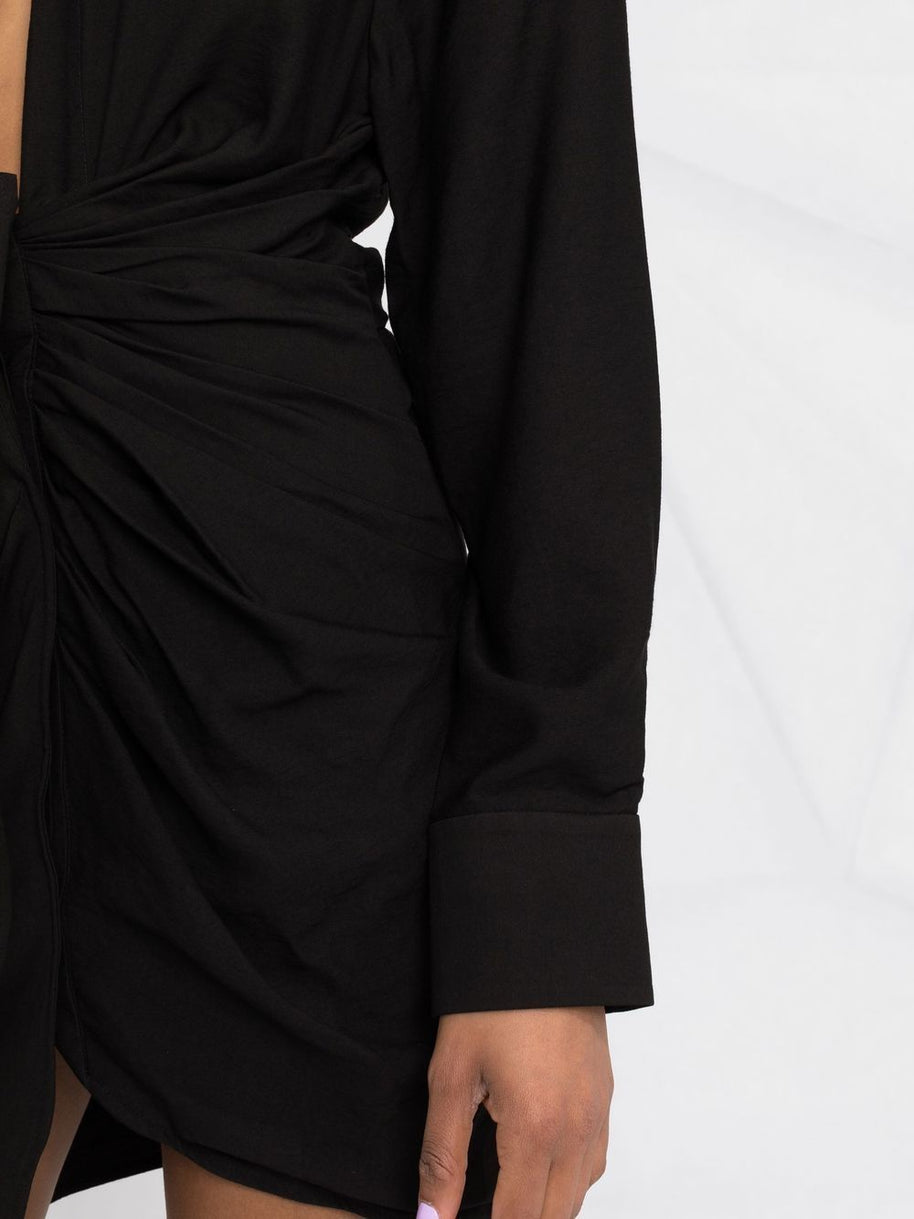 JACQUEMUS Bahia Draped Mini Dress In Black