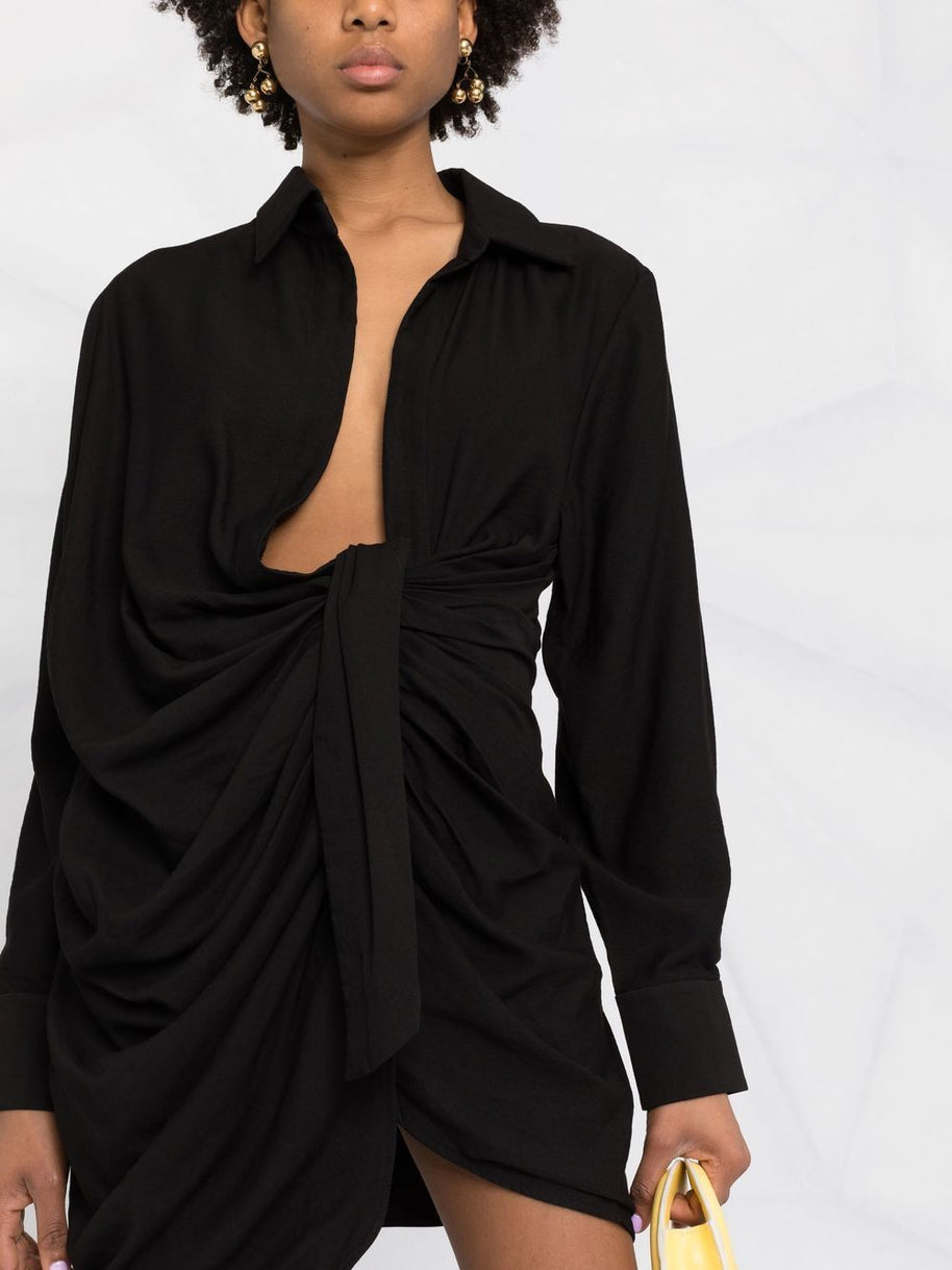 JACQUEMUS Bahia Draped Mini Dress In Black