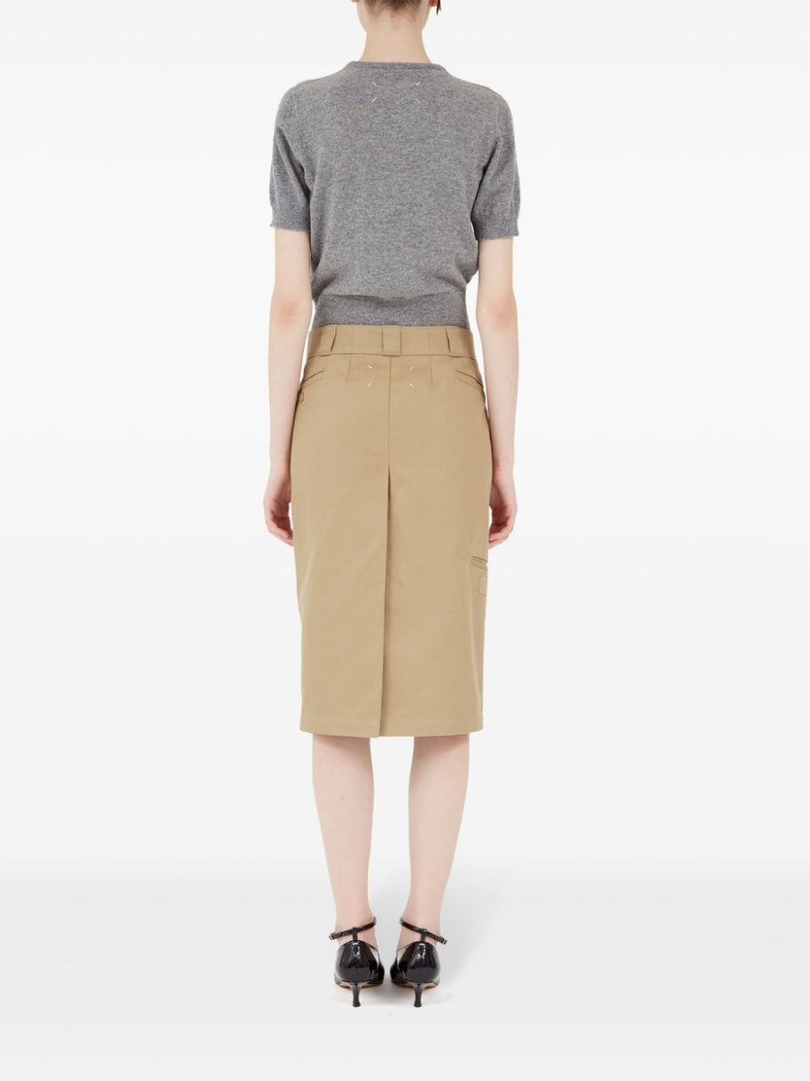Maison Margiela Skater Chino Midi Skirt In Camel