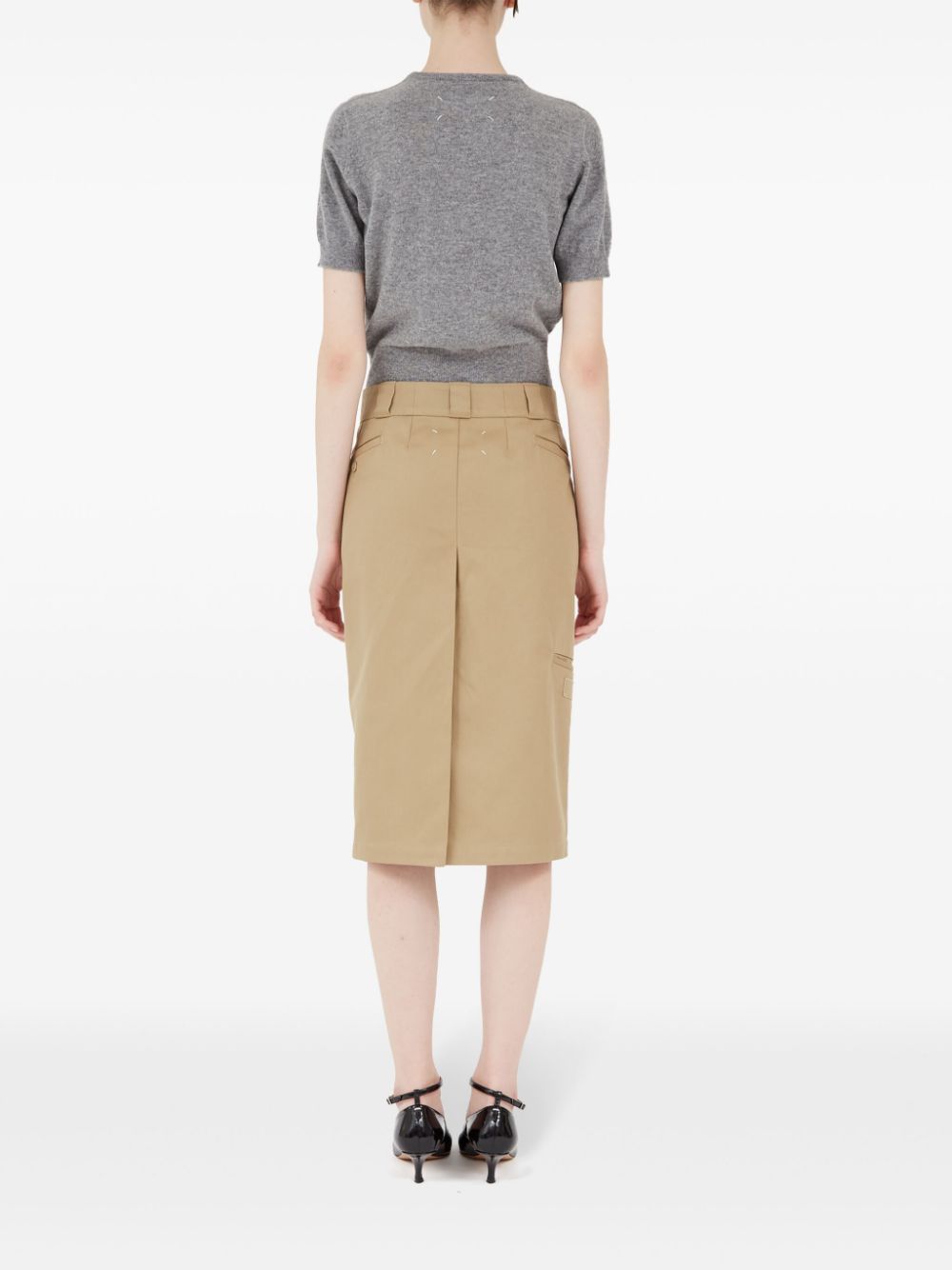 Maison Margiela Skater Chino Midi Skirt In Camel