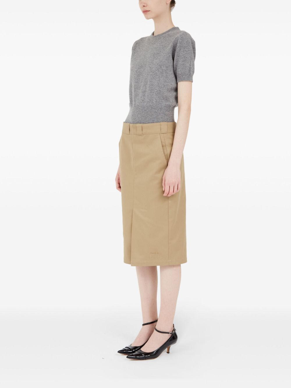 Maison Margiela Skater Chino Midi Skirt In Camel