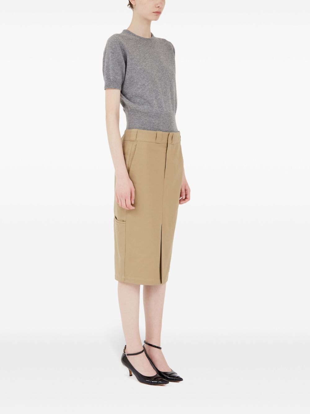 Maison Margiela Skater Chino Midi Skirt In Camel